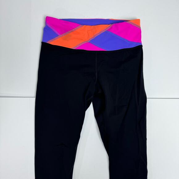 Lululemon Run Inspire Crop II Black Highlight Colorblock Size 2 Running Leggings - Picture 4 of 10
